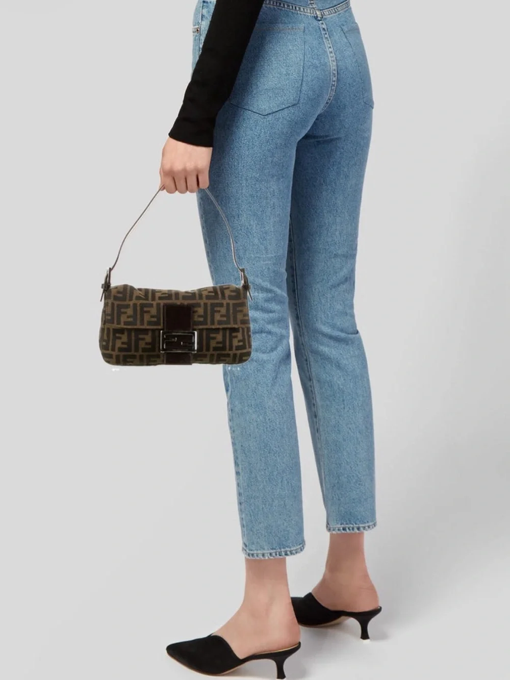 Fendi Brown Zucca Canvas Baguette Shoulder Bag